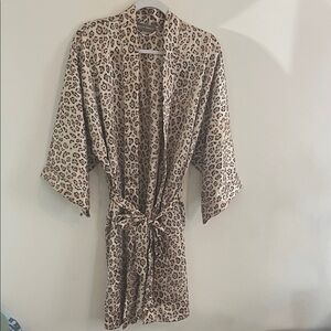 Vintage Valerie Stevens Cheetah Leopard Print‎ Bathrobe Dressing Gown Lingerie M